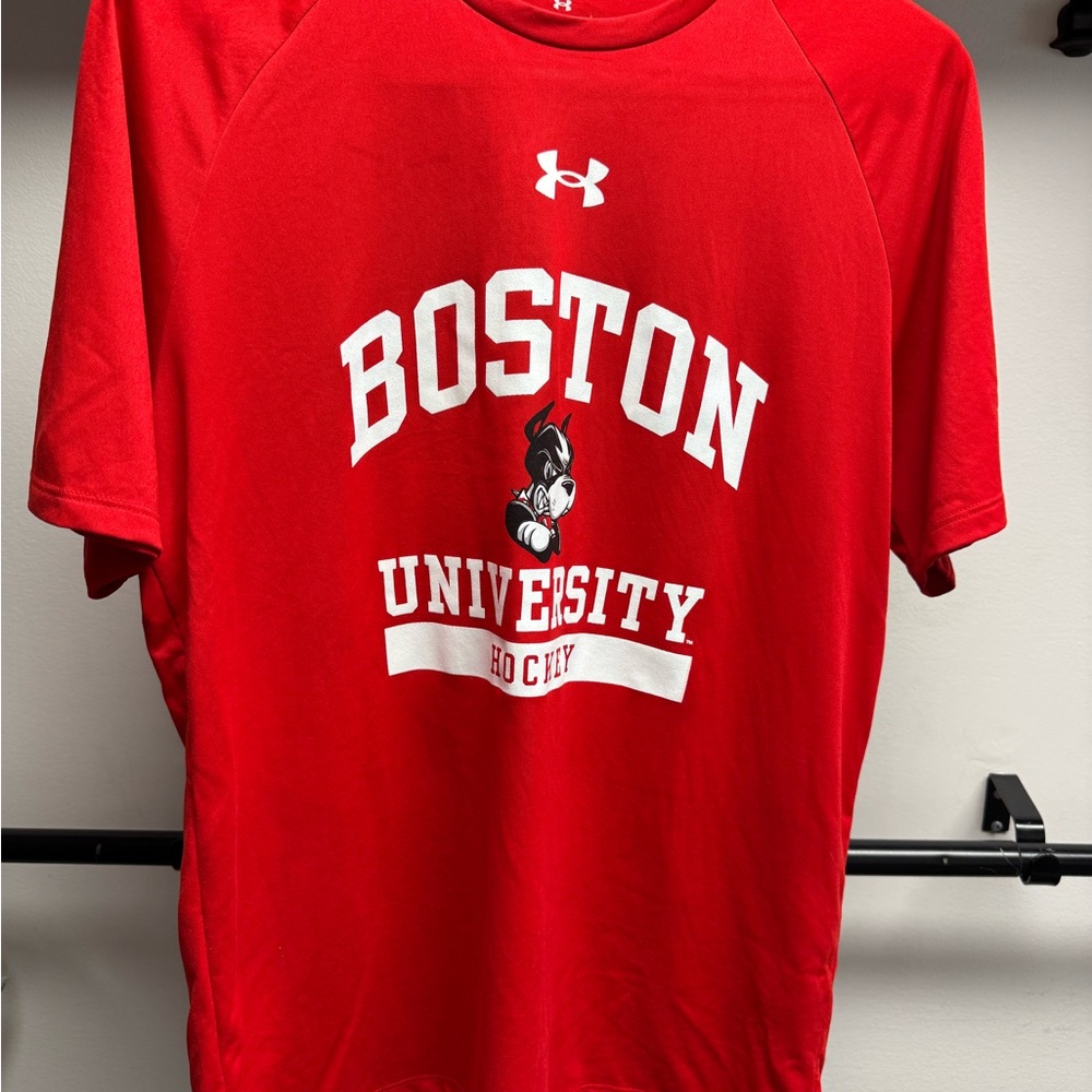 Men's Under Armour Red Boston University Terriers Hockey Tee